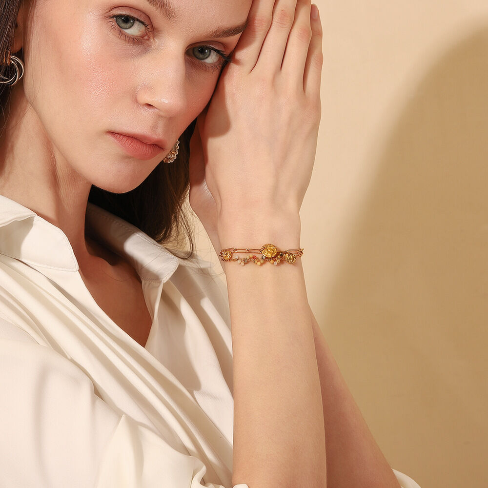 Romantic Series Fashion OL Beads Stainless Steel Waterproof Women's Chain Bracelets h5 Picture4
