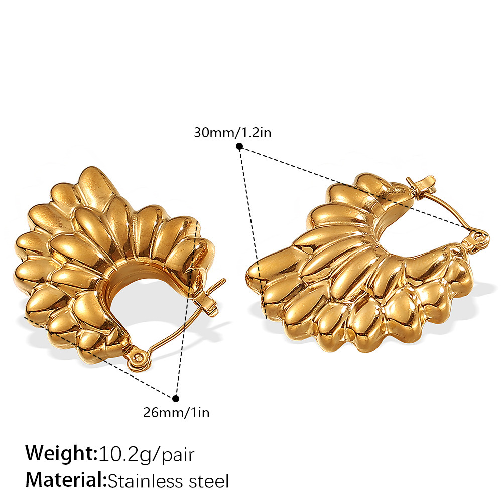 Stainless Steel Waterproof Gold Color Hoop Earrings Picture2