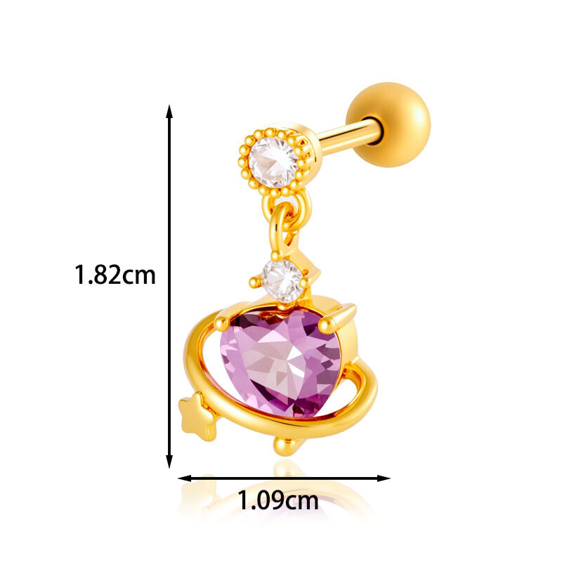 1 stuk Simple Series Simple Heart Koper Goudkleurige Zirkonia Piercing Oorbellen voor Dames h5Afbeelding2