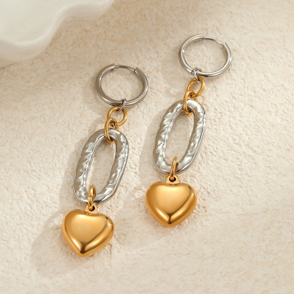 1 Pair Simple Series Daily Mixed Color Stainless Steel Waterproof   Gold Color  Women's Drop Earrings 2