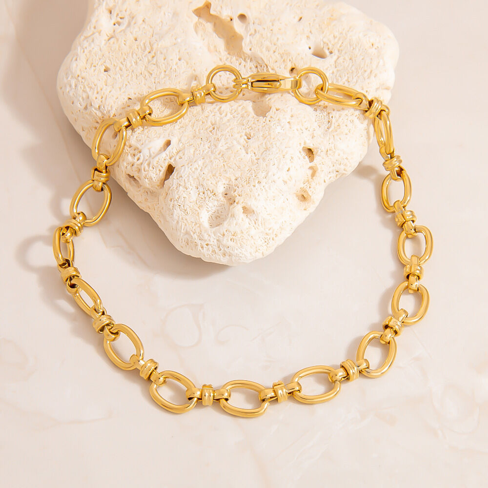 Simple Series Daily Geometric Goldfarbene Edelstahl Wasserdichte Damen-Kettenarmbänder