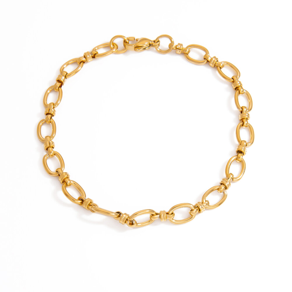 Simple Series Daily Geometric Gold Color  Stainless Steel Waterproof Women's Chain Bracelets h5 