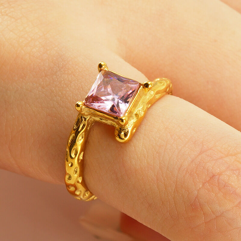 Stainless Steel Waterproof Gold Color Gemstone Rings h5Picture5