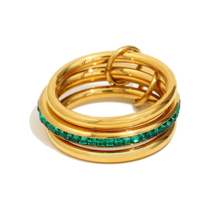 Luxury tyle Color Block Stainless Steel Waterproof Women's Rings