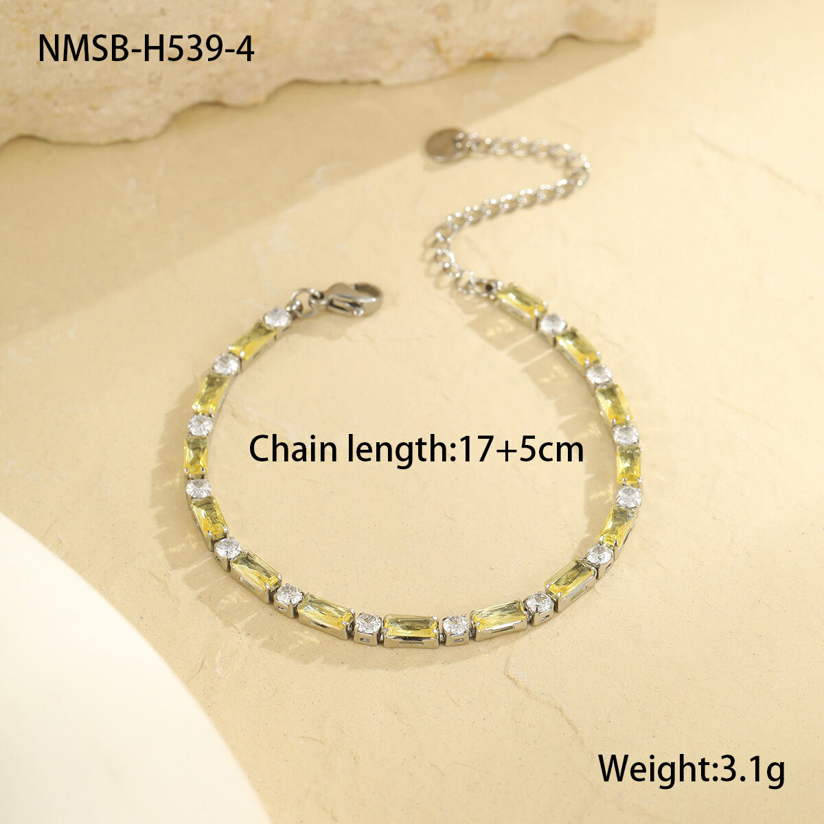 NMSB-H539-4 Gelbes Zirkonarmband Bild4