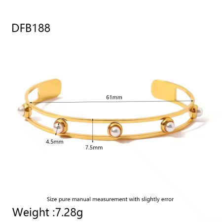 1 Pair Romantic Series Elegant Geometric Stainless Steel Waterproof   Gold Color  Artificial Pearl Statement Rings