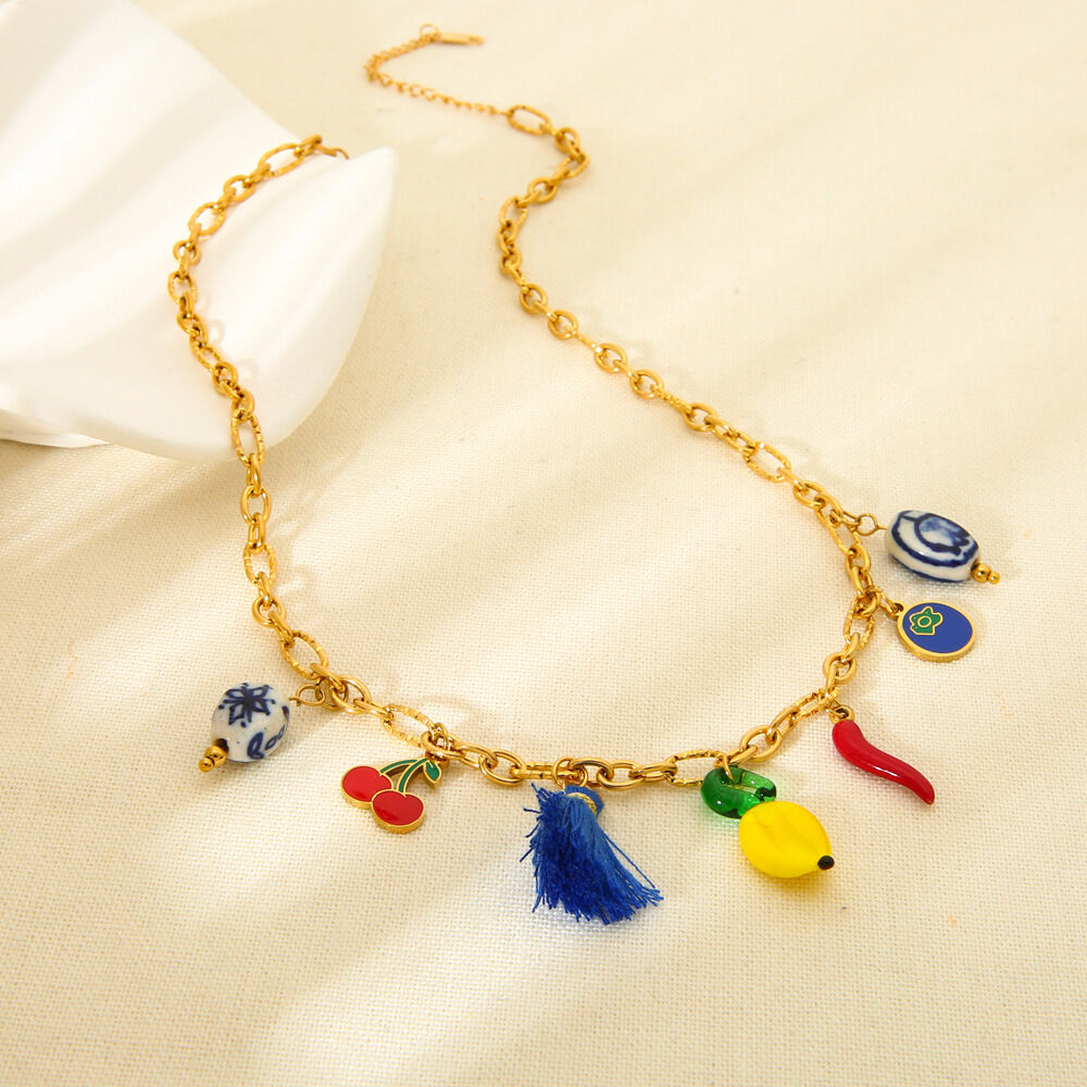 Sweet Fruit Series DIY Stainless Steel Waterproof Pendant Necklaces 2