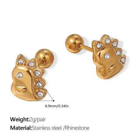 Orecchini piercing color oro impermeabili in acciaio inossidabile a forma di animale carino