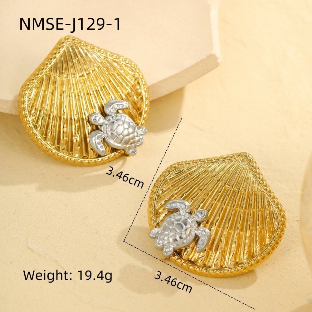 1 Pair Romantic Series Simple Turtle Stainless Steel Waterproof Women's Drop Earrings h5Picture2