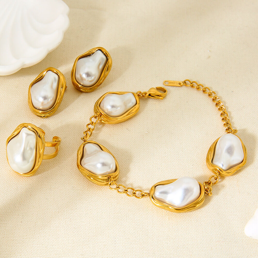 Elegant Series Pearl Stainless Steel Waterproof Women's Jewelry Sets 2