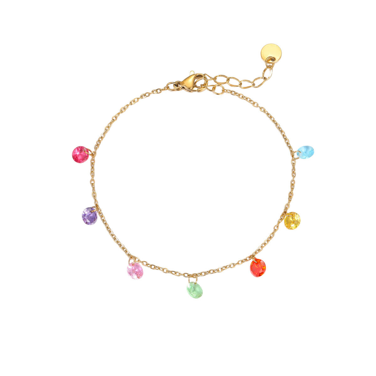 1 par de pulseras de cadena de acero inoxidable, resistentes al agua y color dorado, para mujer, de la serie simple y dulce. h5 Imagen5