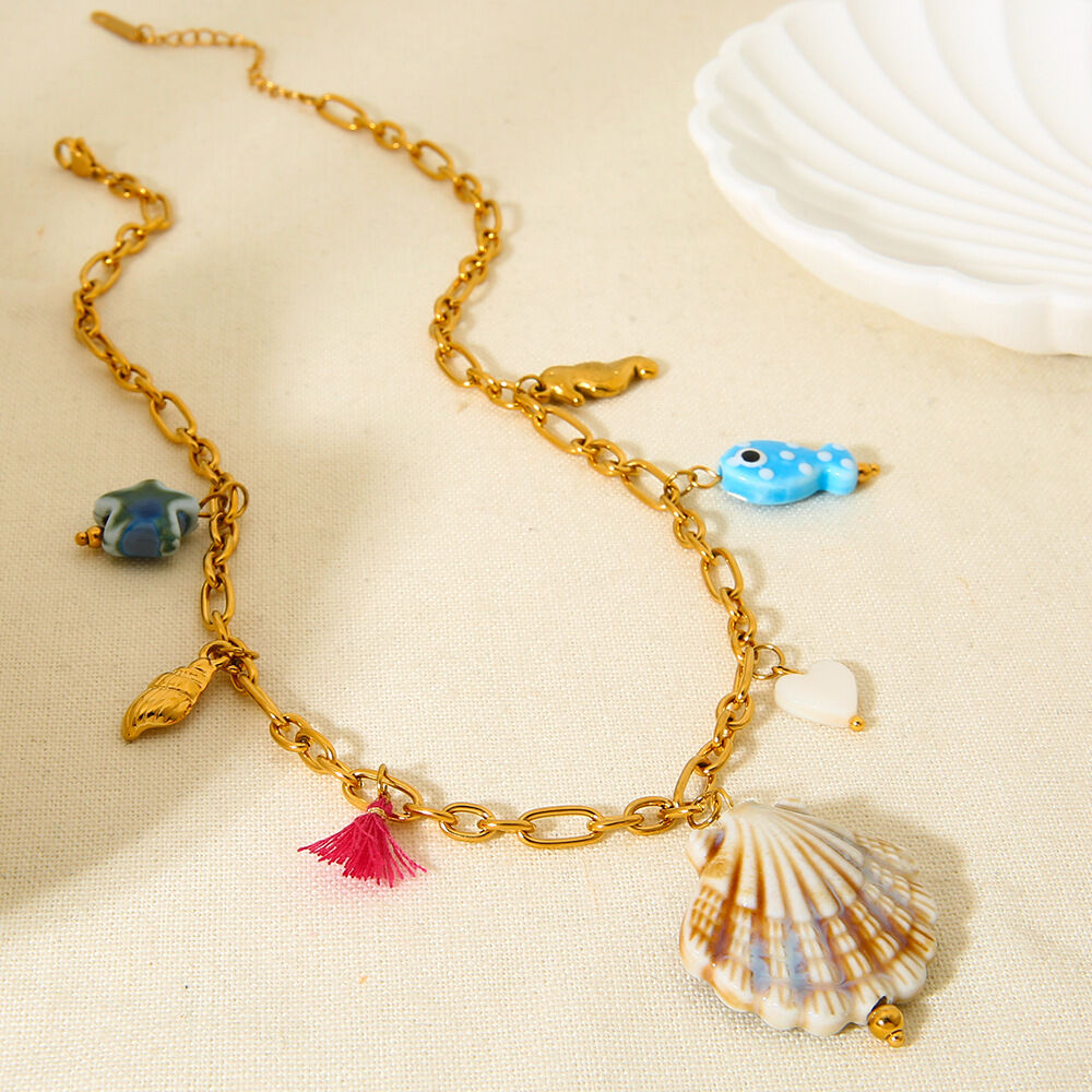 Luxurious Series Vacation Turtle Stainless Steel Waterproof  Gold Color  Women's Pendant Necklaces