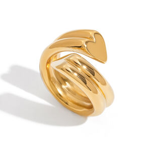 Simple Heart Stainless Steel Waterproof Gold Color Minimalist Rings h5