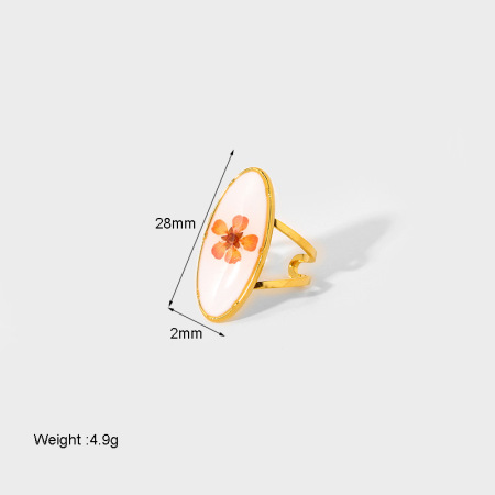 1 Pair Romantic Series Elegant Flower Stainless Steel Waterproof   Gold Color  Statement Rings
