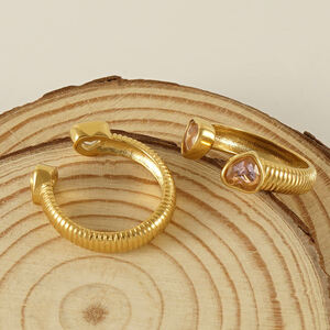 Heart Stainless Steel Waterproof Gold Color Gemstone Rings h5 Picture4
