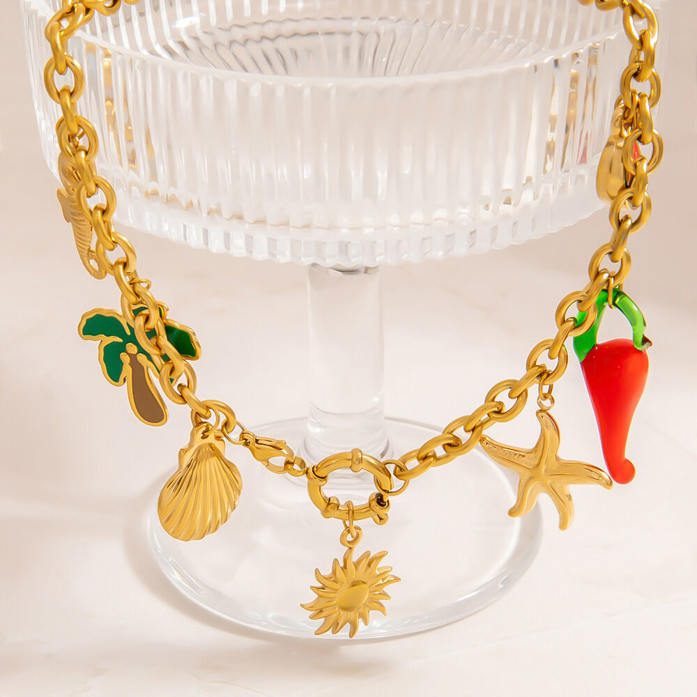 Oceanic Stainless Steel Waterproof  Gold Color Pendant Necklaces