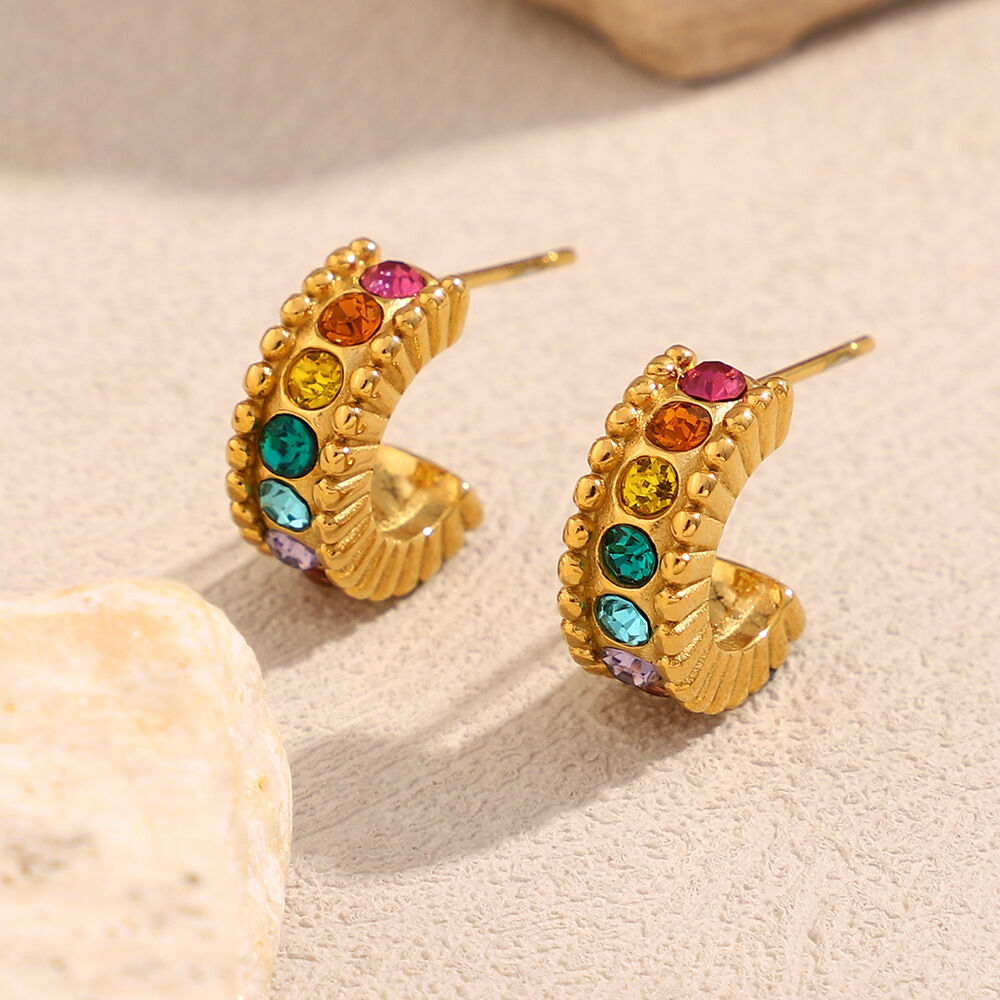 1 Piece Luxurious Series Elegant Solid Color Stainless Steel Waterproof Women's Stud Earrings Picture3