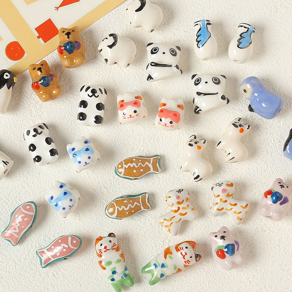 1 Piece Cute Animal Ceramics DIY Jewelry Bead Picture2
