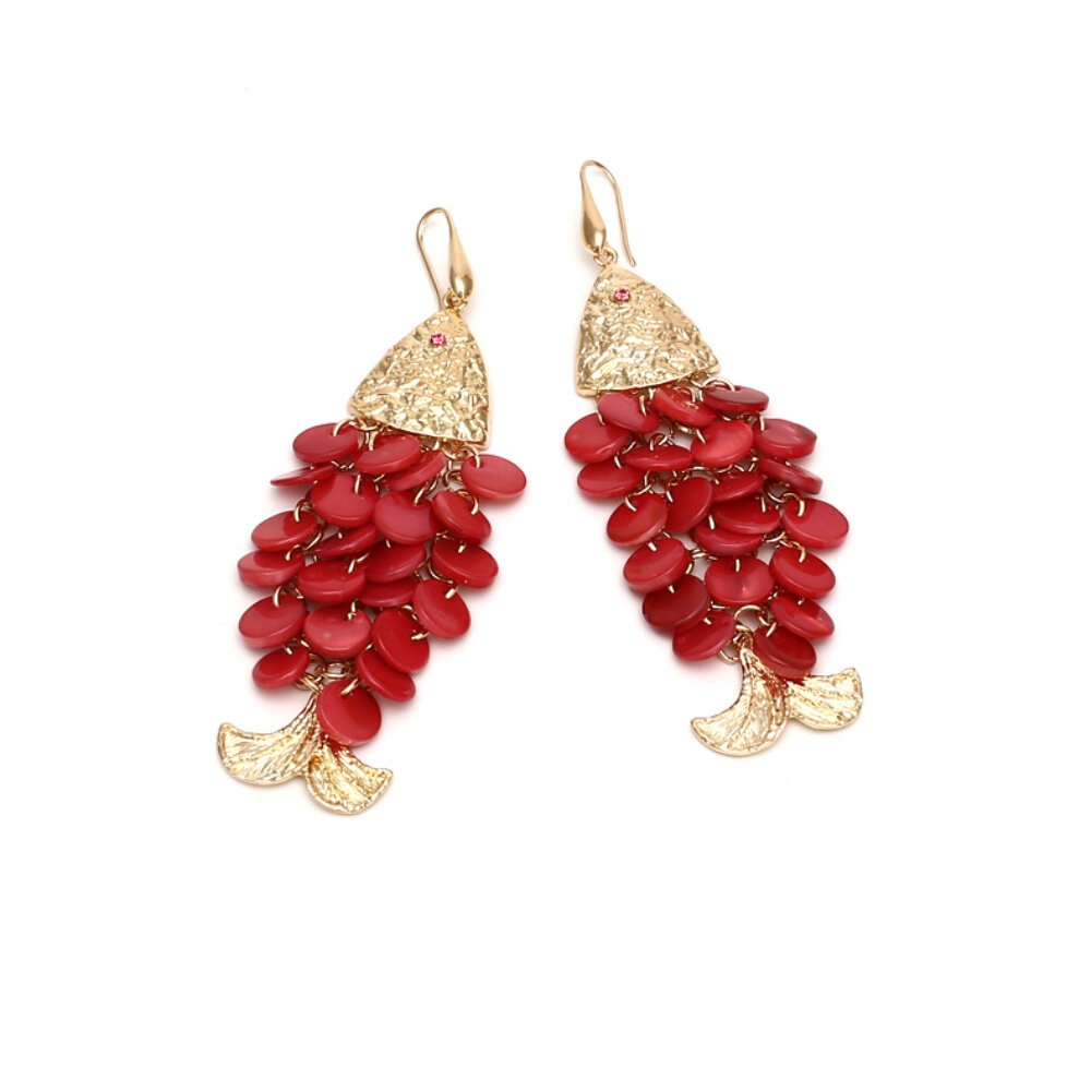 Luxurious Retro Alloy Fish Shell Party Earrings h5 Picture3