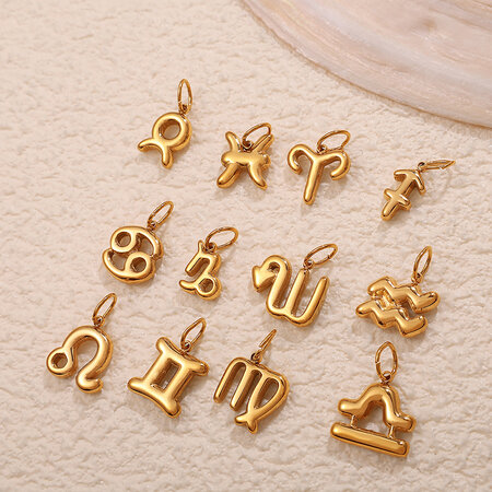 I dodici segni zodiacali in acciaio inossidabile, pendenti color oro impermeabili