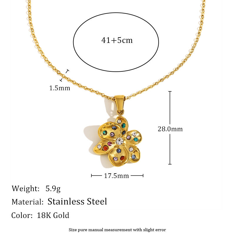 1 Piece Elegant Retro Flower - themed Gold Stainless Steel Waterproof Women's Necklaces 