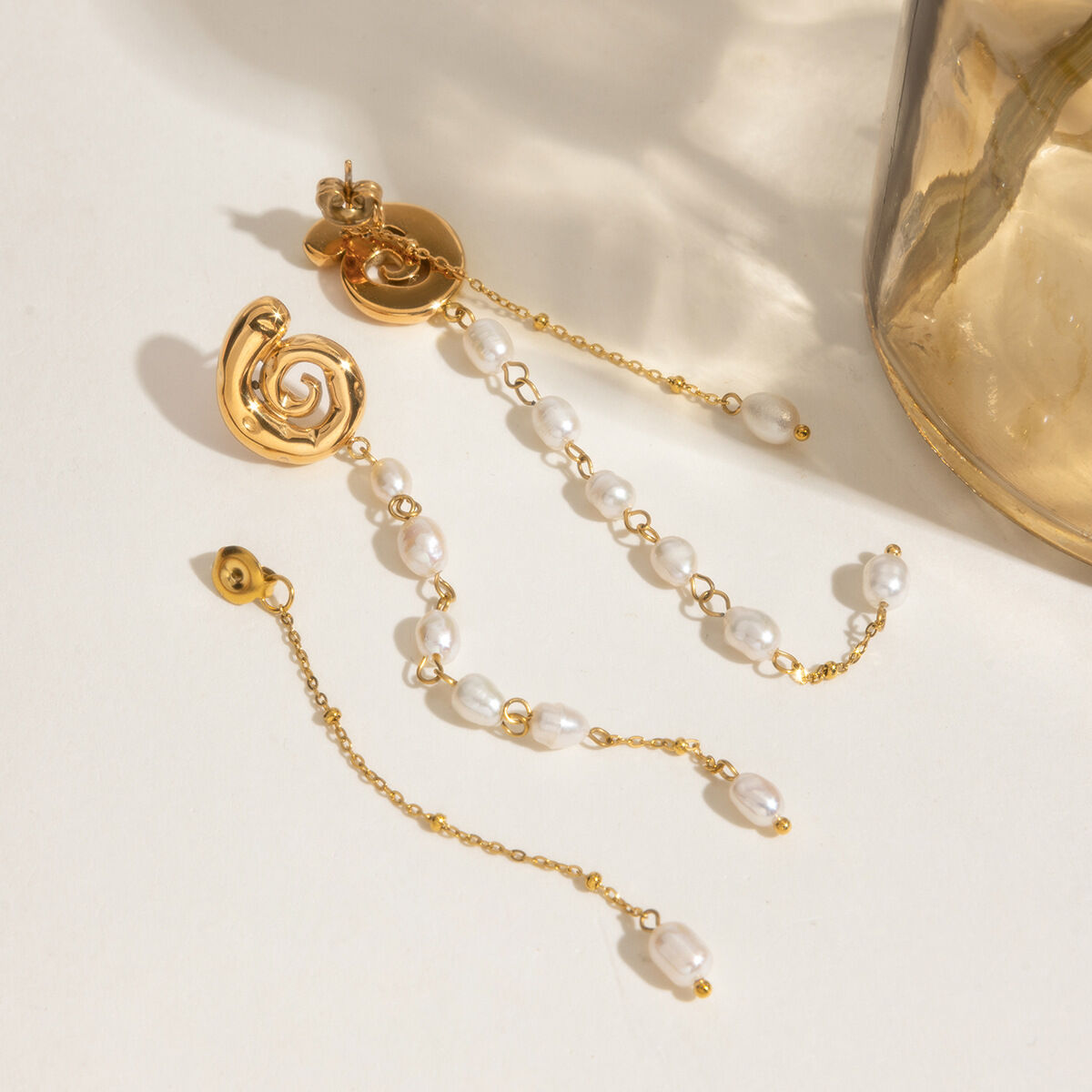 Elegant Tassel Stainless Steel Waterproof Gold Color Beads Earrings h5 Picture5