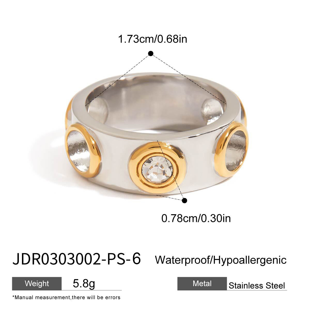 Anello con dichiarazione in acciaio inossidabile impermeabile in stile punk con colori misti h5 