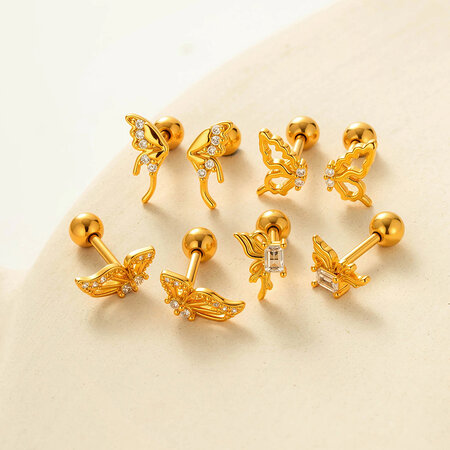 Pendientes de aro con circonitas color cobre y dorado