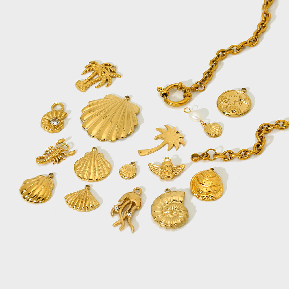 1 Pair Classic Series Retro Turtle Stainless Steel Waterproof   Gold Color  Unisex Pendants