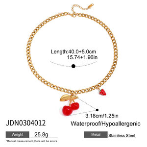Collane con ciondolo color oro impermeabile in acciaio inossidabile con ciliegia dolce h5 Immagine2