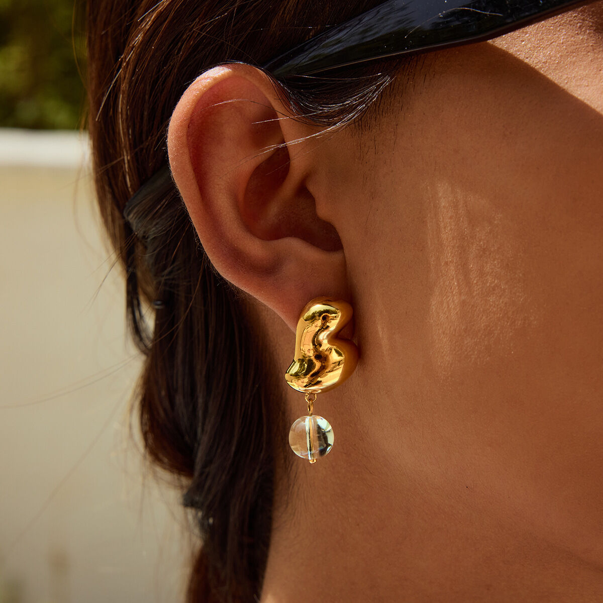 Heart Stainless Steel Waterproof Gold Color Drop Earrings