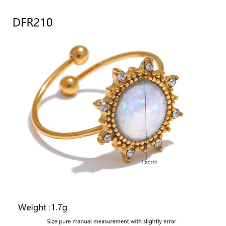 1 Pair Luxurious Series Elegant Geometric Stainless Steel Waterproof   Gold Color  Statement Rings