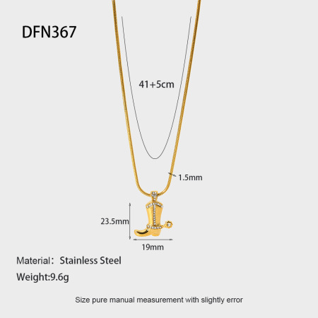 1 Pair Classic Series Retro Geometric Stainless Steel Waterproof   Gold Color  Zircon Unisex Pendant Necklaces