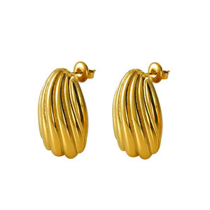 Shell Stainless Steel Waterproof Gold Color Stud Earrings h5
