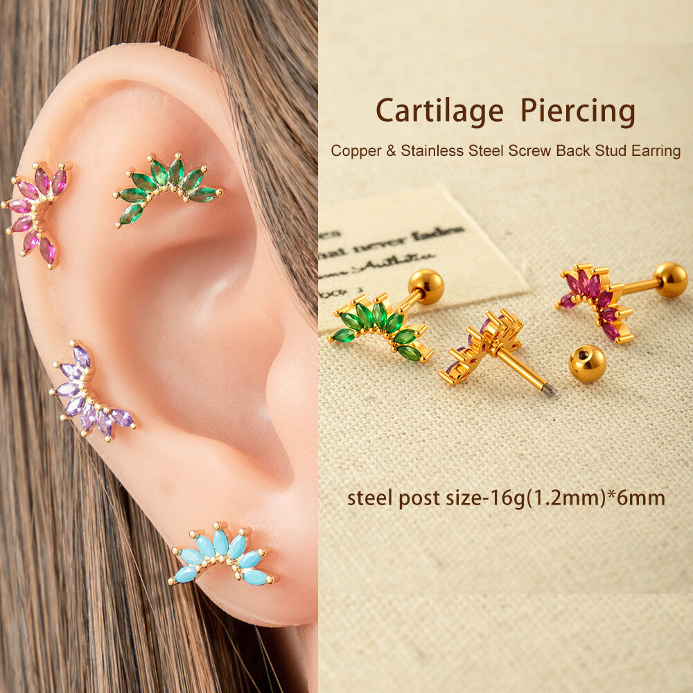 Kupfer Gold Farbe Zirkon Piercings Ohrringe h5 Bild5