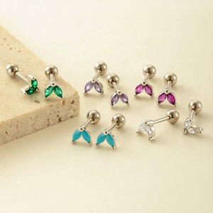 Pendientes de circonitas color cobre y dorado h5 Imagen3