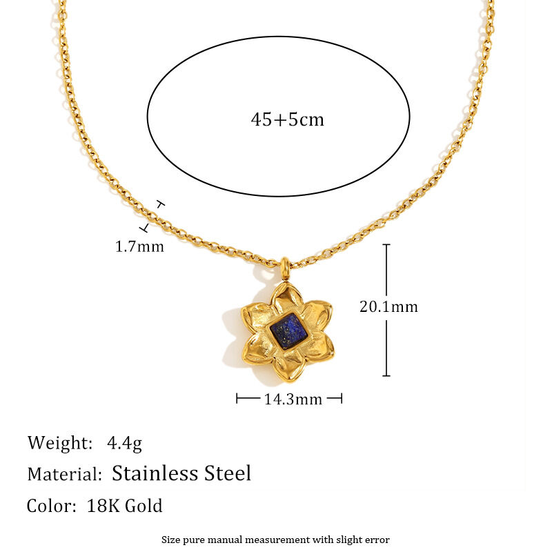 Simple Natural Stone Flower Necklace-Gold Picture6