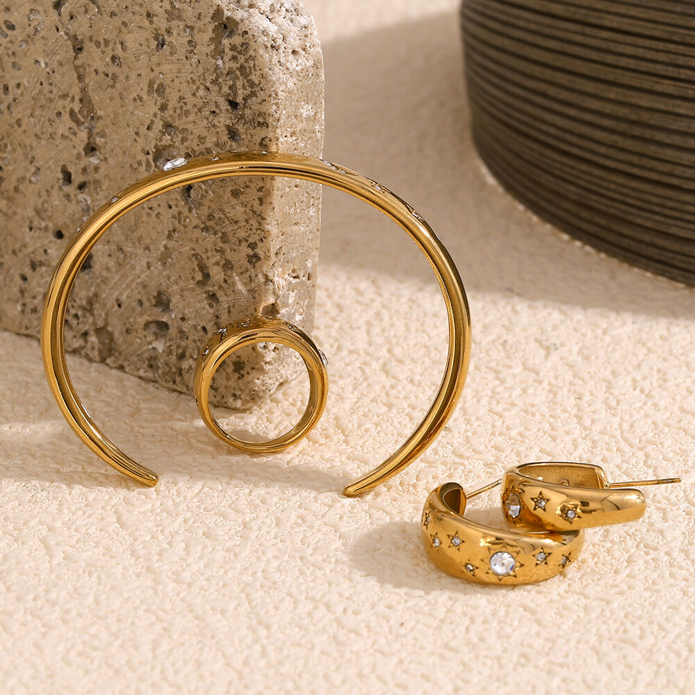 Simple Series Elegant Star Stainless Steel Waterproof Women's Adjustable Rings Picture4