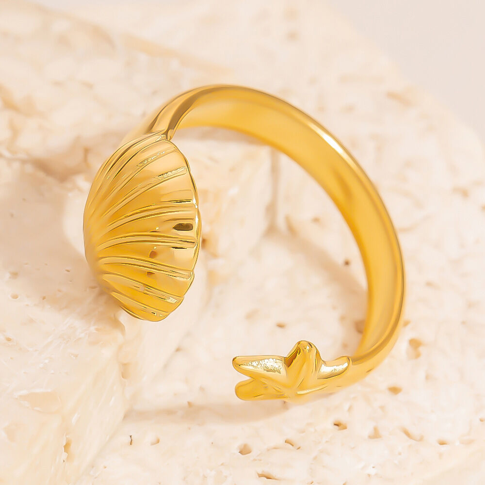 Eenvoudige serie casual schildpad roestvrijstalen waterdichte statement ringen in goudkleur