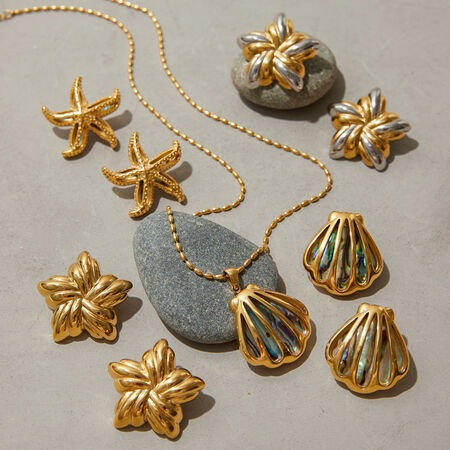 style stainless steel gold color shell earring sets