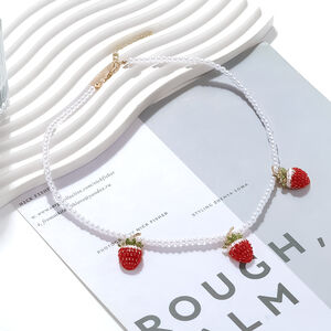 Cute Alloy Strawberry Pendant Necklaces h5 Picture2