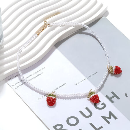 Cute Alloy Strawberry Pendant Necklaces 2