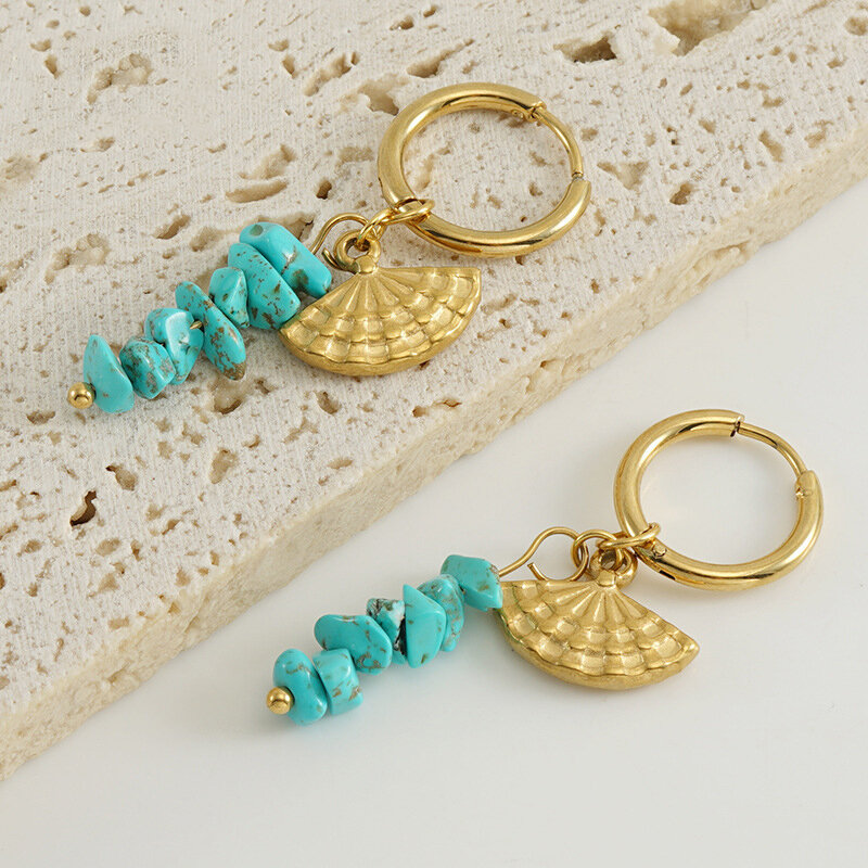 Classic Stainless Steel Waterproof Gold Color Drop Earrings