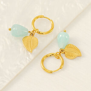 Leaves Stainless Steel Waterproof Gold Color Drop Earrings h5 Picture4