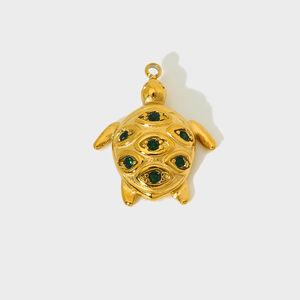 1 Pair Classic Series Retro Turtle Stainless Steel Waterproof Gold Color Unisex Pendants h5 Picture2