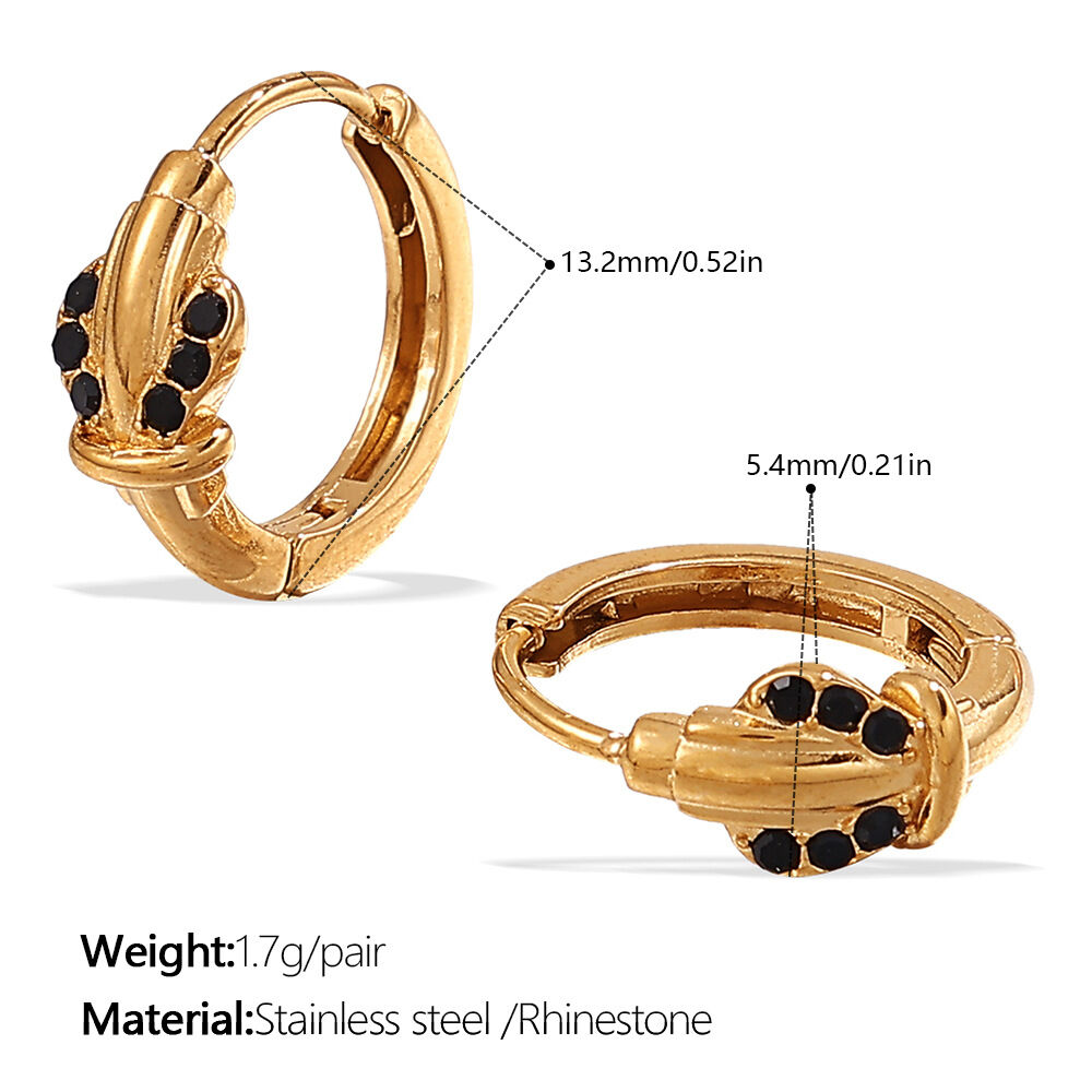 Eh1053Bkg Black Diamond Gold Small Earrings 