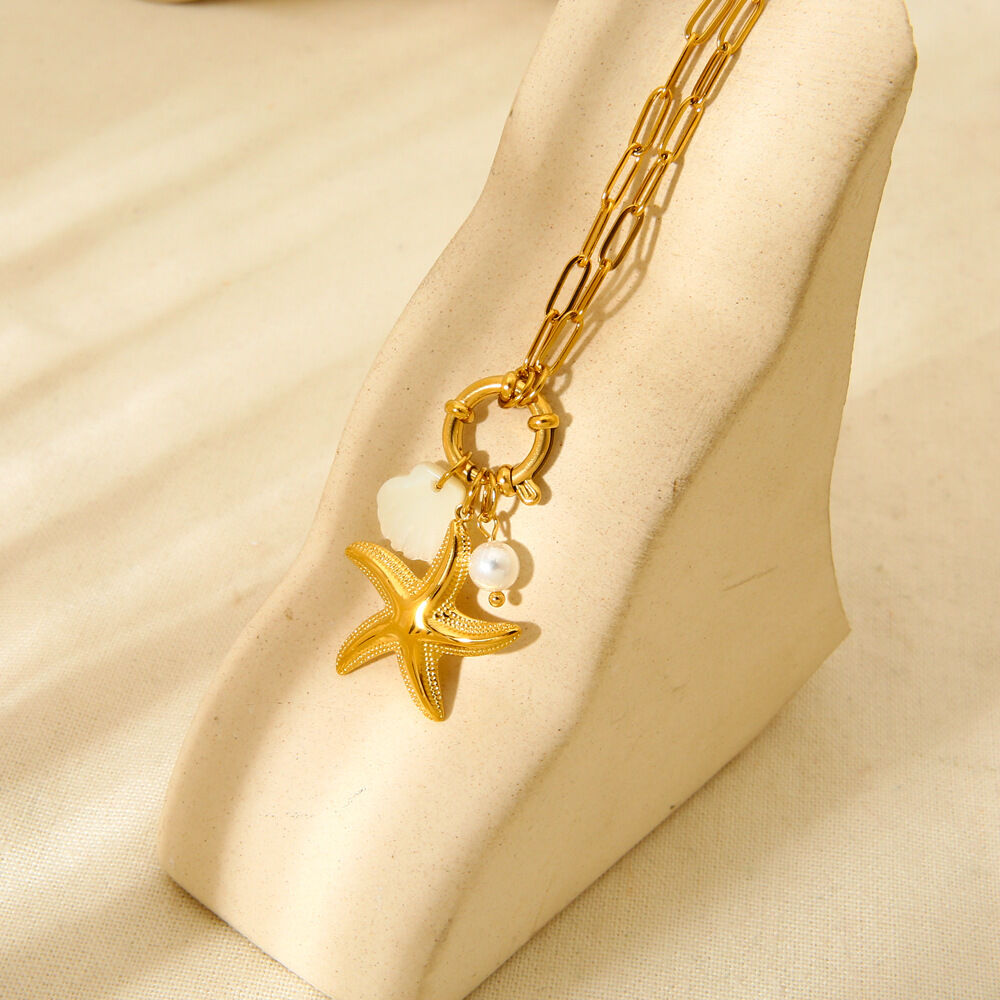 1 paio di collane con ciondolo da donna in acciaio inossidabile color oro, a forma di tartaruga, serie romantica per le vacanze h5Immagine2