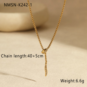 Luxurious Series Daily Animal Stainless Steel Waterproof Zircon Women's Pendant Necklaces h5 Picture2