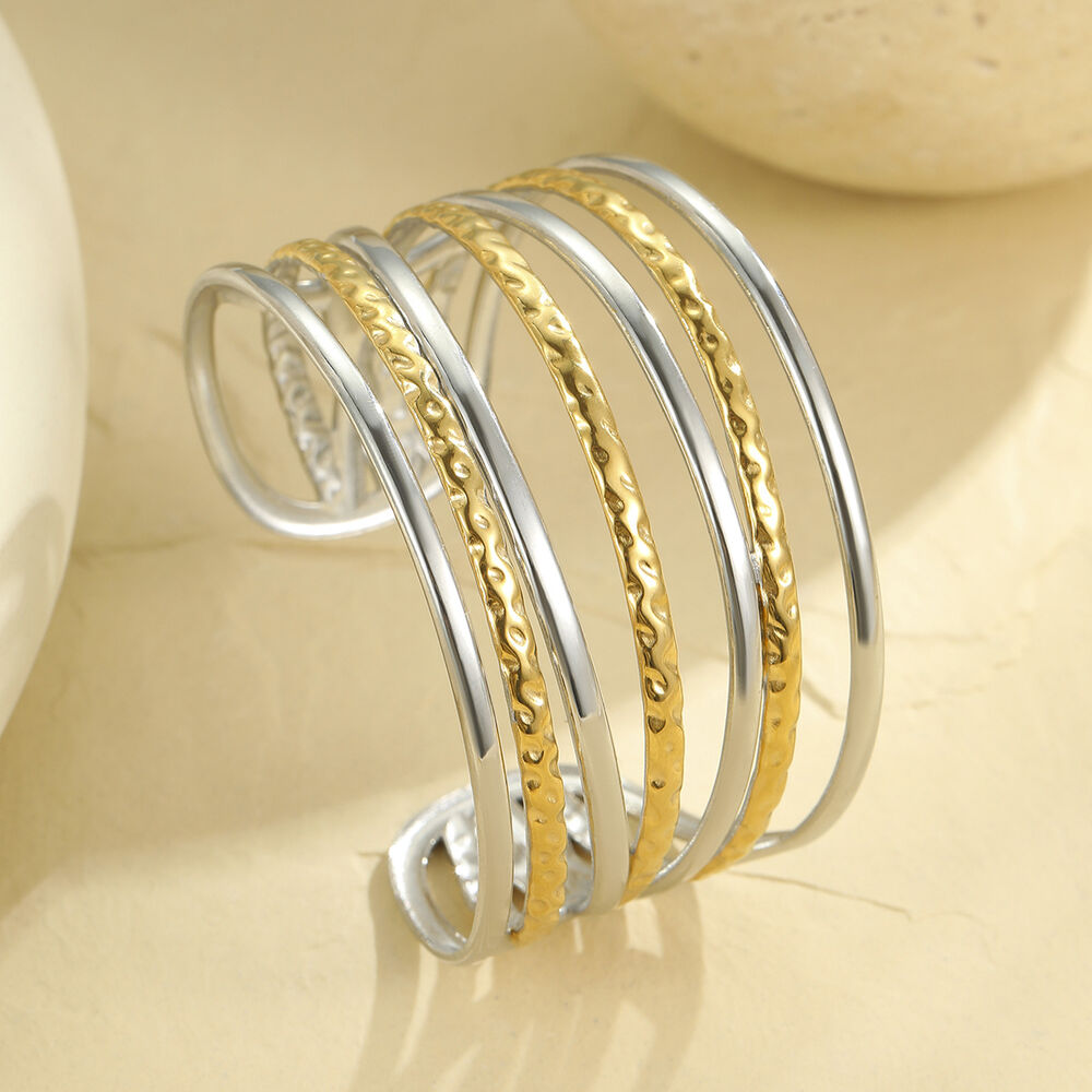 Braccialetti da donna impermeabili in acciaio inossidabile con motivo geometrico quotidiano della serie Luxurious h5Immagine4