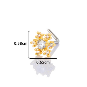 1 Piece Snowflake Copper Gold Color Zircon Women's Nose Stud h5 Picture2
